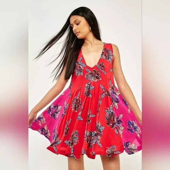 Free People Women's Thought I was Dreamin Mini Floral Dress Size Small Bohemian - Picture 1 of 8